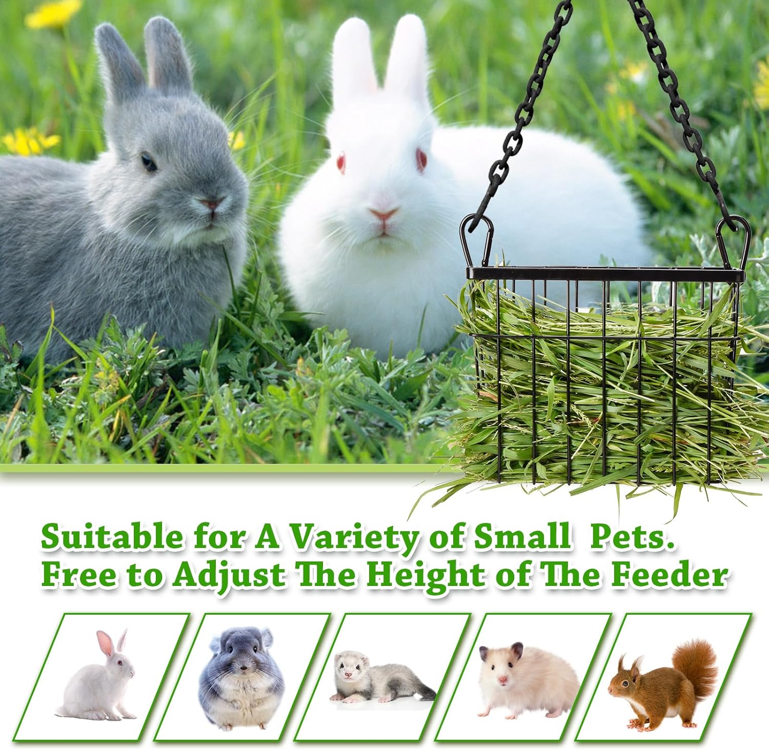 SANGLE SOPFFY Rabbit hay Feeder Small Animal Feeding Set with 350ml Water Bottle, Hay Rack for Guinea Pigs, Chinchillas - Image 5