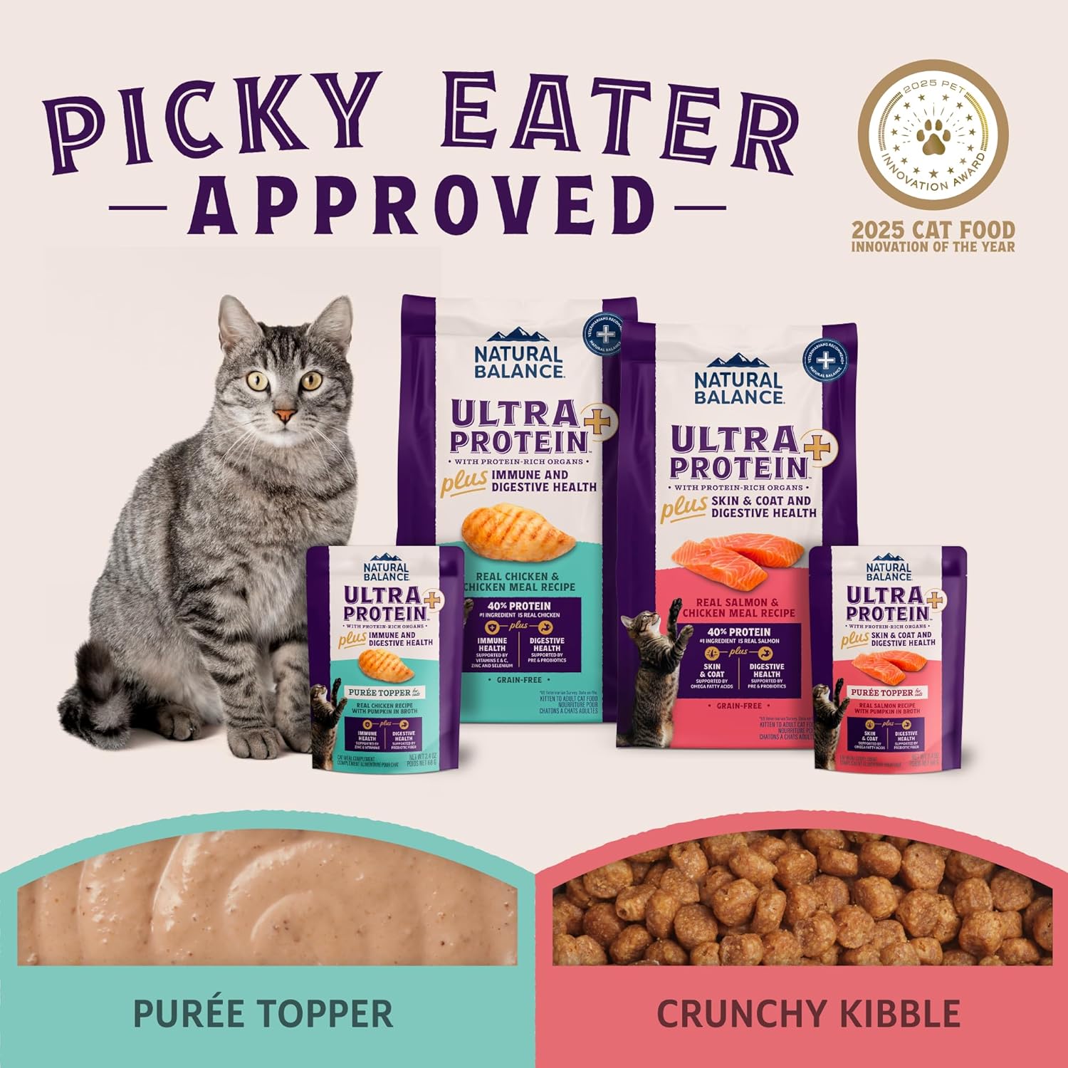 Natural Balance Ultra Protein Plus Dry Cat Food, Skin & Coat and Digestive Health Real Salmon & Chicken Meal Recipe with Chicken Liver & Chicken Heart, High Protein Cat Food for Picky Cats - 5 lbs - Image 4