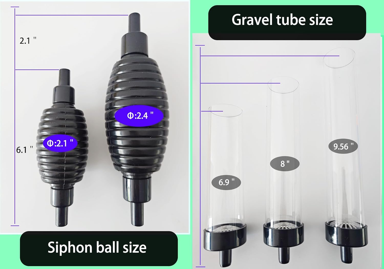 7ft Aquarium Gravel Vacuum Cleaner - Hand Pump Siphon Water Changer for Fish Tank Cleaning Gravel & Sand - Image 5
