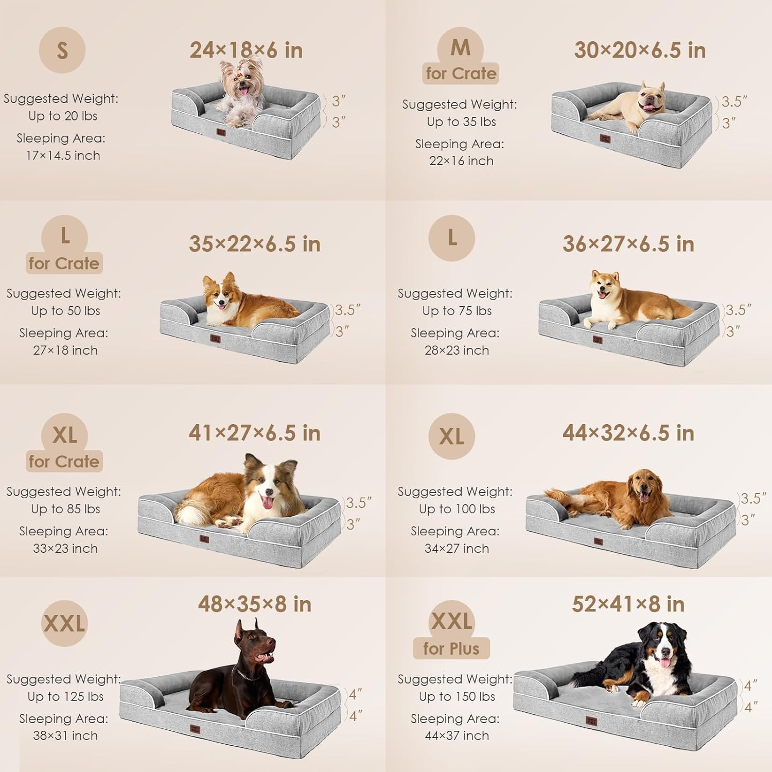 EHEYCIGA Orthopedic Dog Bed for Medium Dogs, Waterproof Memory Foam Medium Pet Beds with Sides, Non-Slip Bottom and Egg-Crate Foam Dog Couch Bed with Washable Removable Cover, Grey - Image 2