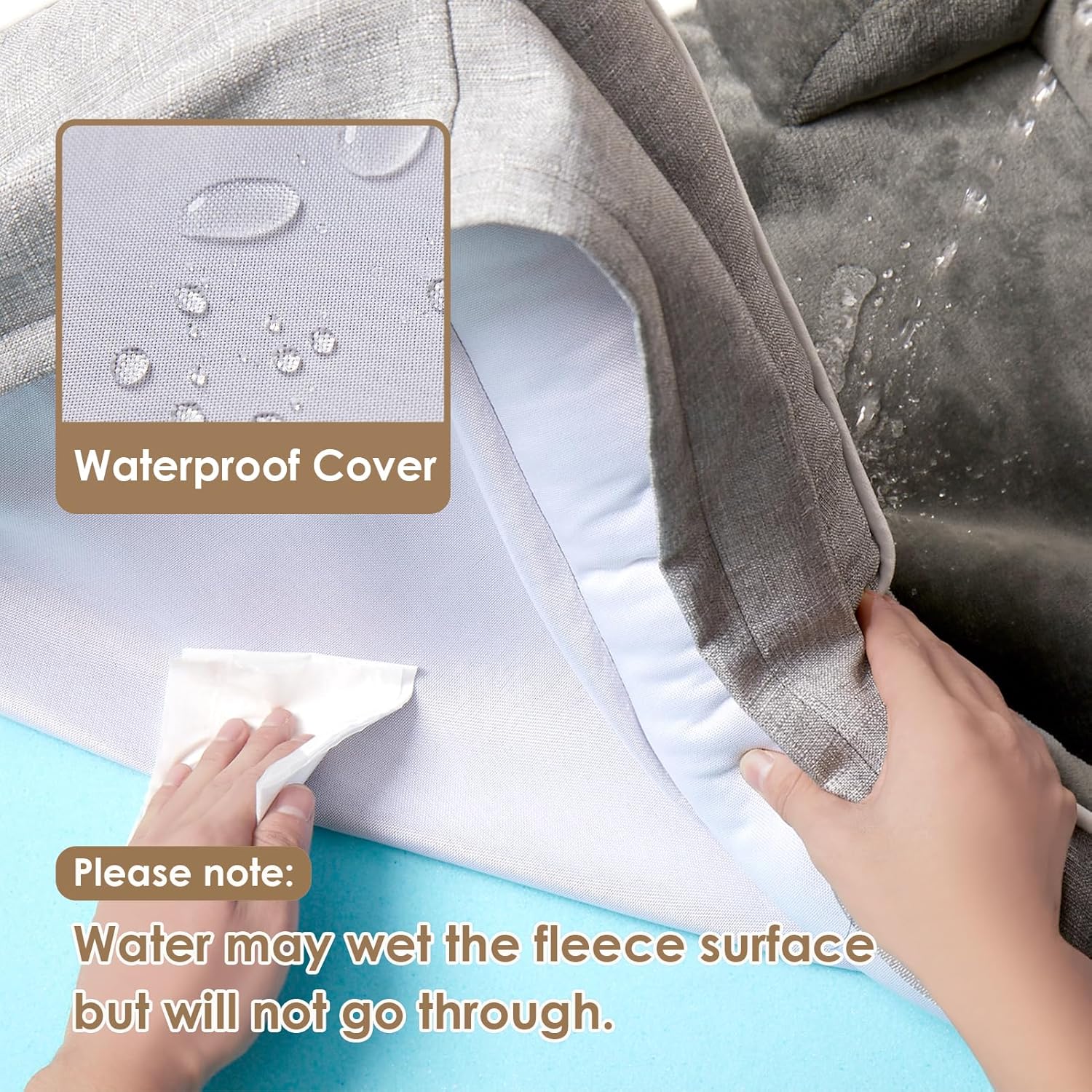 EHEYCIGA Orthopedic Dog Bed for Medium Dogs, Waterproof Memory Foam Medium Pet Beds with Sides, Non-Slip Bottom and Egg-Crate Foam Dog Couch Bed with Washable Removable Cover, Grey - Image 3