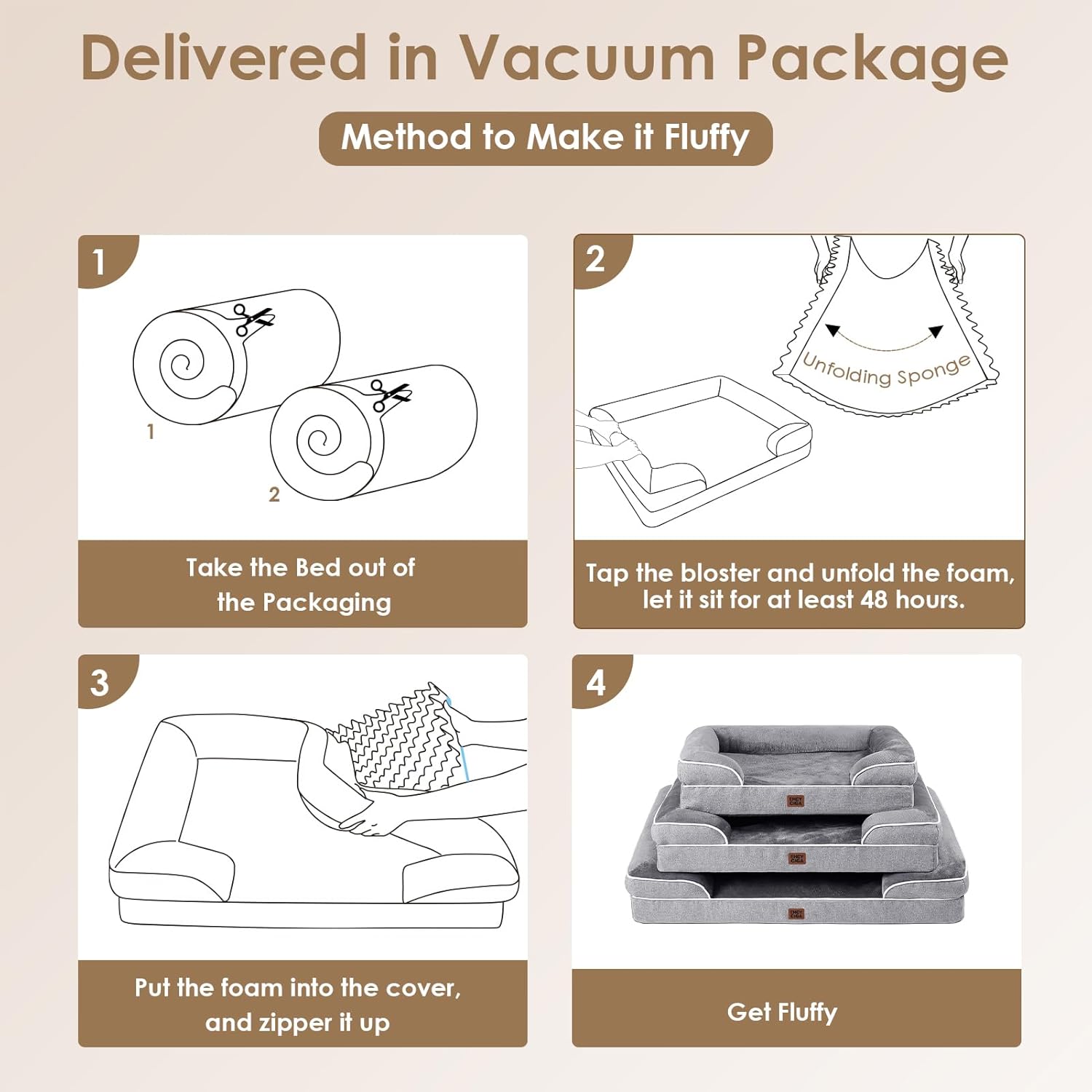 EHEYCIGA Orthopedic Dog Bed for Medium Dogs, Waterproof Memory Foam Medium Pet Beds with Sides, Non-Slip Bottom and Egg-Crate Foam Dog Couch Bed with Washable Removable Cover, Grey - Image 7