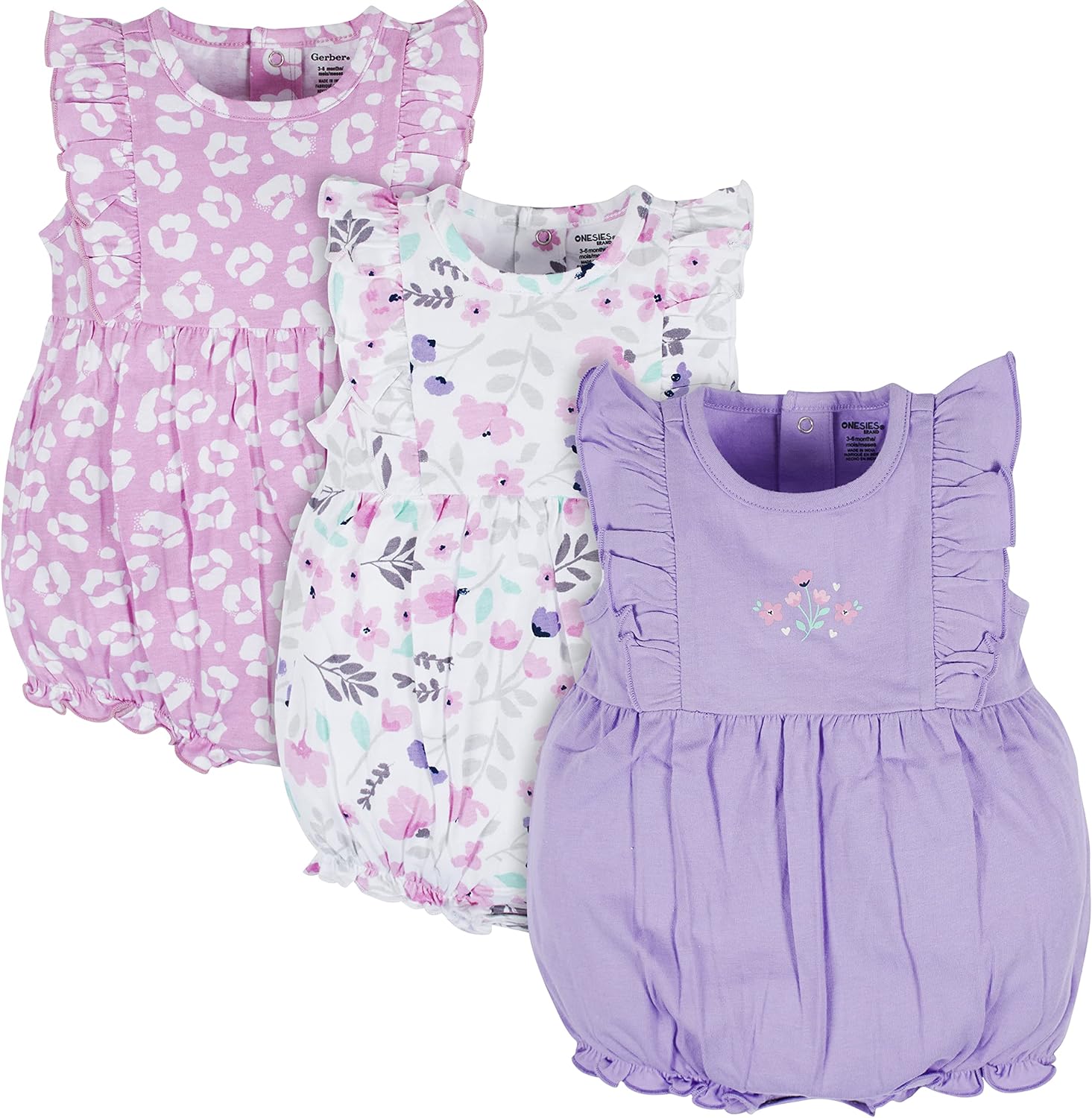 Onesies Brand Baby Girls' 3-pack Romper