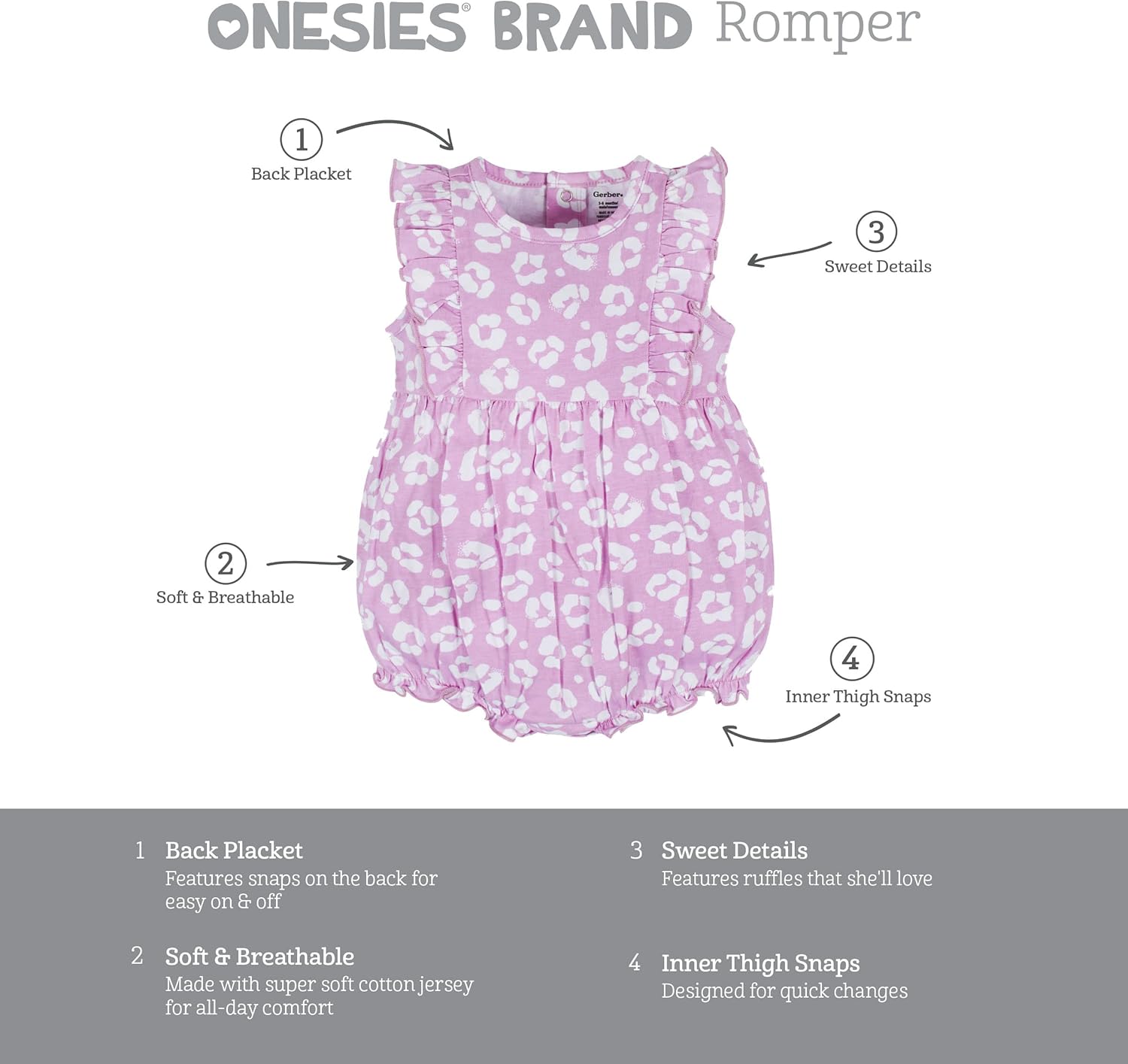 Onesies Brand Baby Girls' 3-pack Romper - Image 6