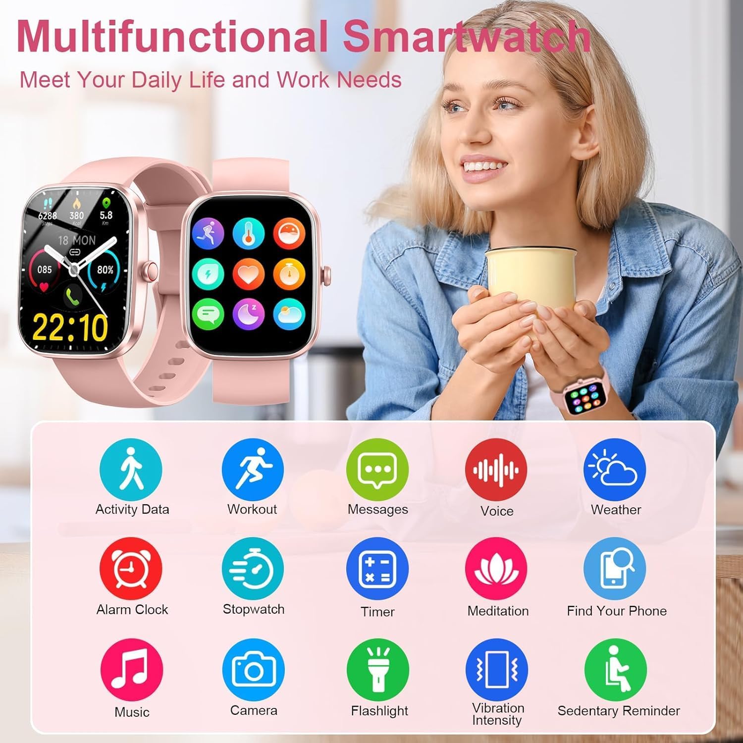 Smart Watch for Men Women (Answer/Make Call),1.91" HD SmartWatch 2026, Fitness Watch with 100+ Sport Modes, IP68 Waterproof, Pedometer, Heart Rate/Sleep Monitor, Activity Tracker for Android iOS - Image 4