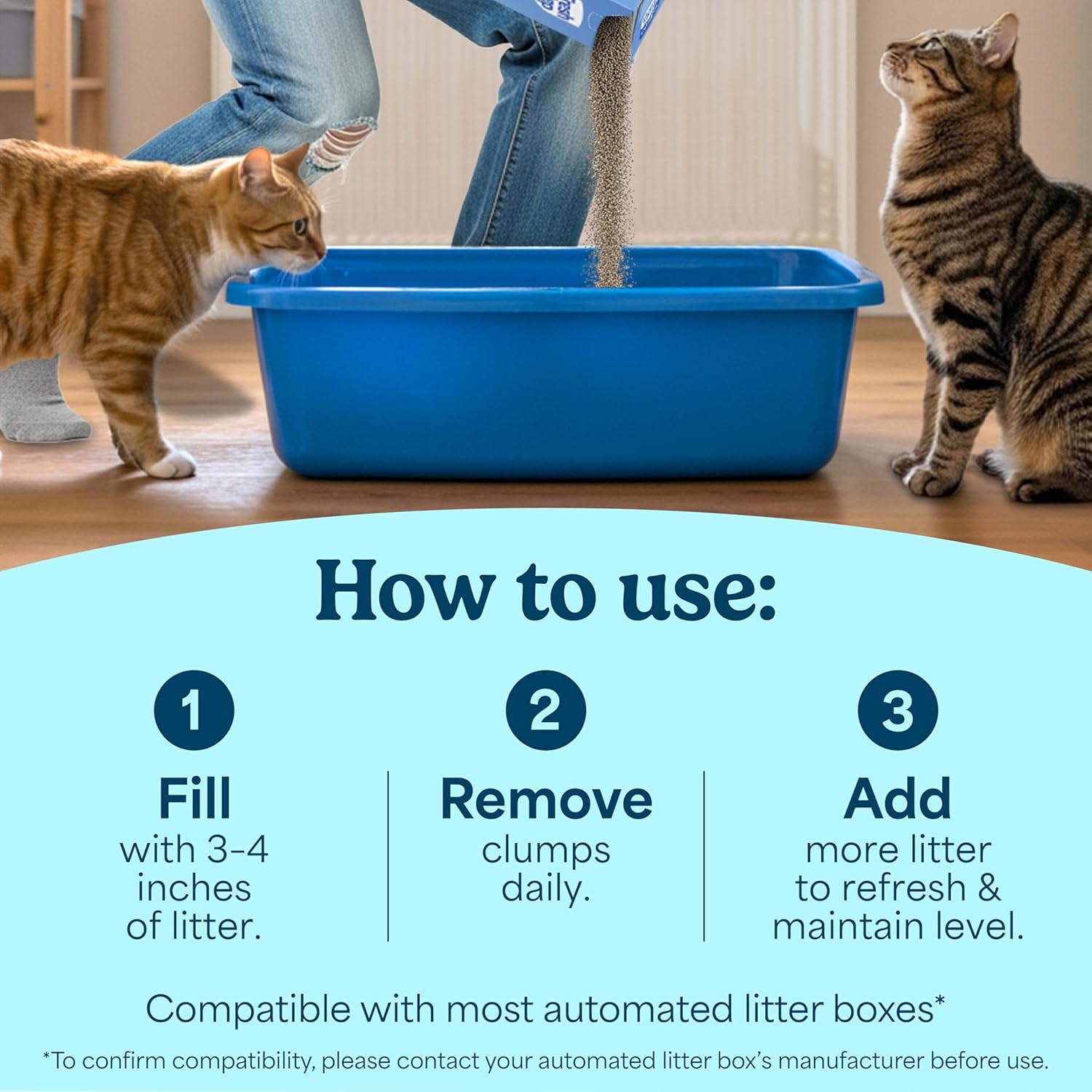 Fresh Step Advanced Odor Shield Multi Cat Clumping Litter with Febreze Freshness, Low Dust, Odor Control with Ammonia Block Tech, Compatible in Automatic Litter Boxes, 37 lb. (2 x 18.5 lb.) - Image 4