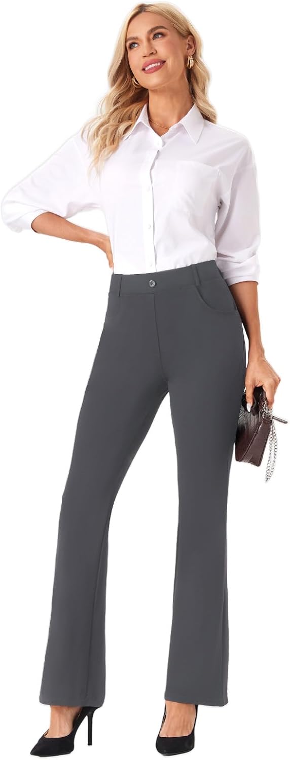 viehunt Womens Straight Leg Stretchy Dress Work Pants Business Office Casual Slacks with Pockets - Image 4