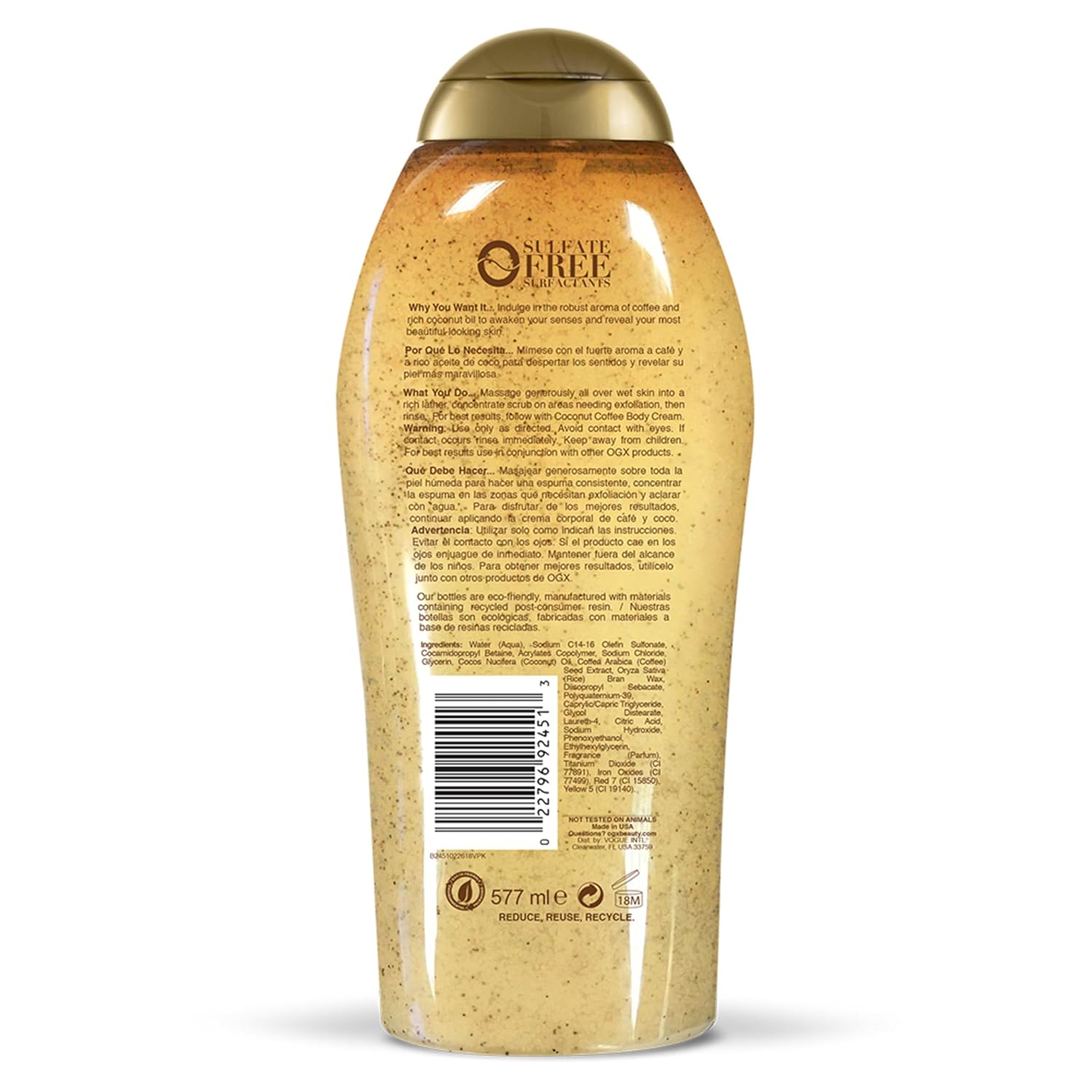 OGX Smoothing + Coconut Coffee Exfoliating Body Scrub with Arabica Coffee & Coconut Oil, Moisturizing Body Wash for Dry Skin, Paraben-Free with Sulfate-Free Surfactants, 19.5 Fl Oz, 2 Pack - Image 5