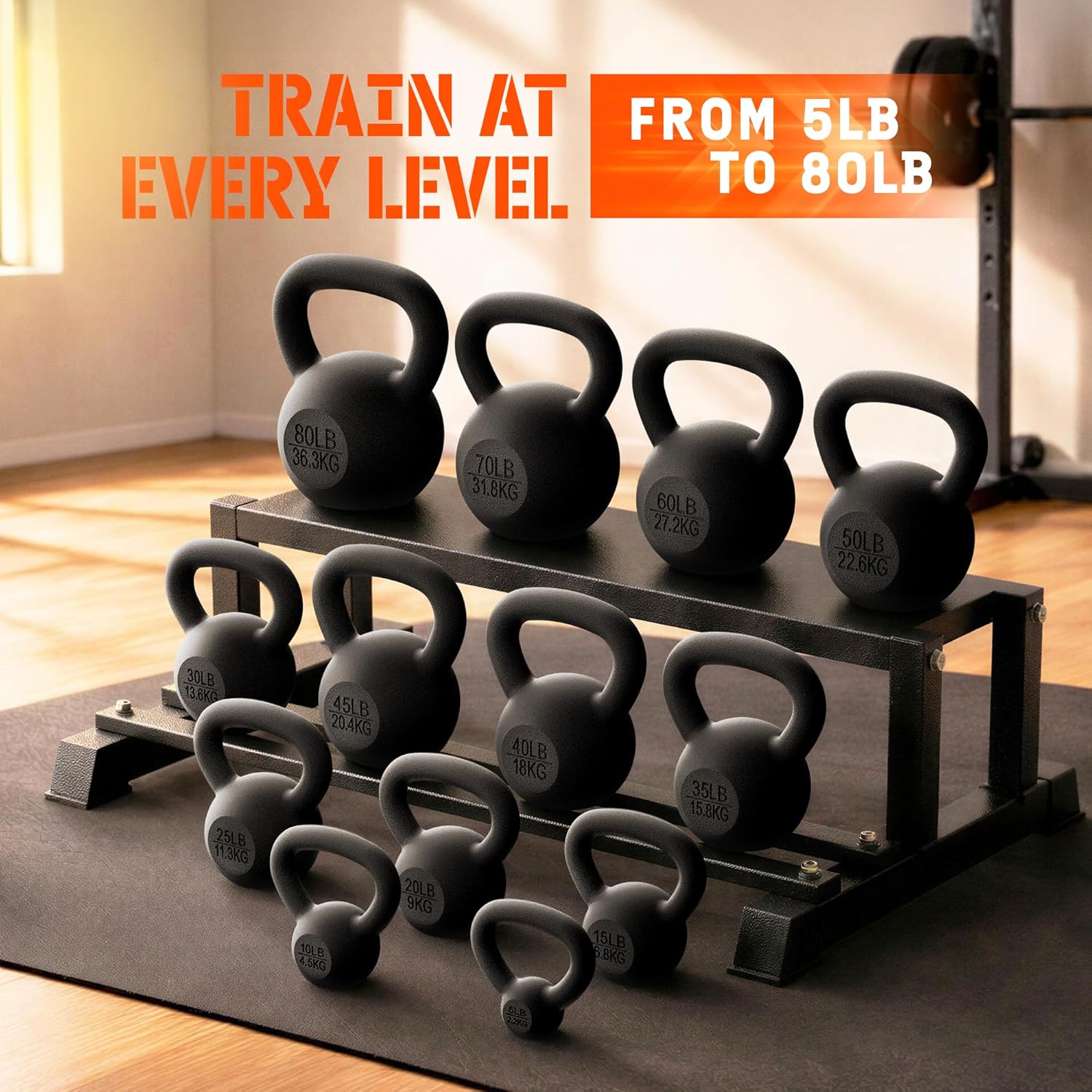 Yes4All Cast Iron Kettlebell, Strength Training Kettlebells 5-80 Lb (5,10,15,20,25,30,35,40,45,50,60,70,80 Lb) for Full Body Workout, Push up, Strength Training - Single & Kettlebell Set of 2 for Men - Image 4