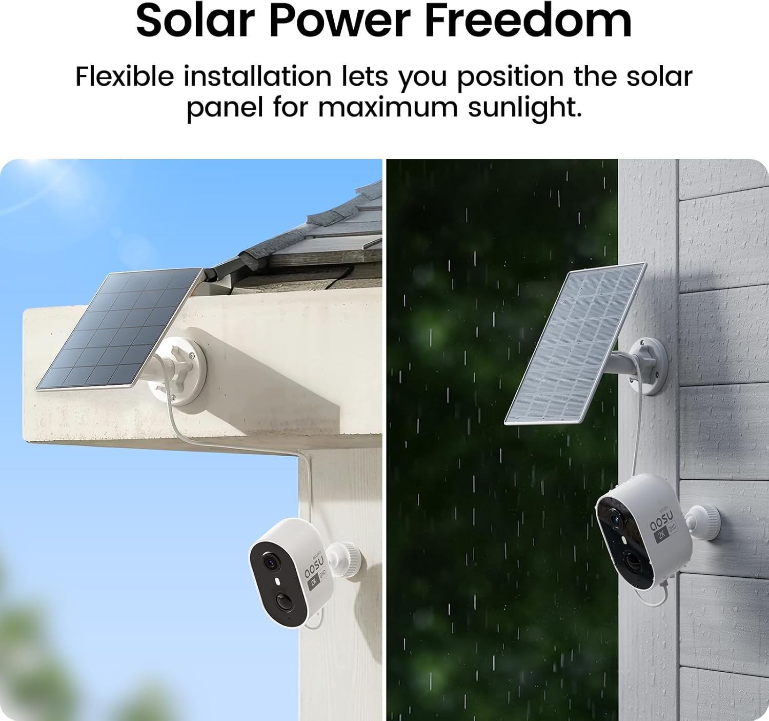 aosu Solar Security Cameras Wireless Outdoor Home System, True 2K HD, Cross-Camera Tracking, PIR + AI Human Detection, Color Night Vision, Local Storage, No Subscription Required, 4-Cam-Kit - Image 7