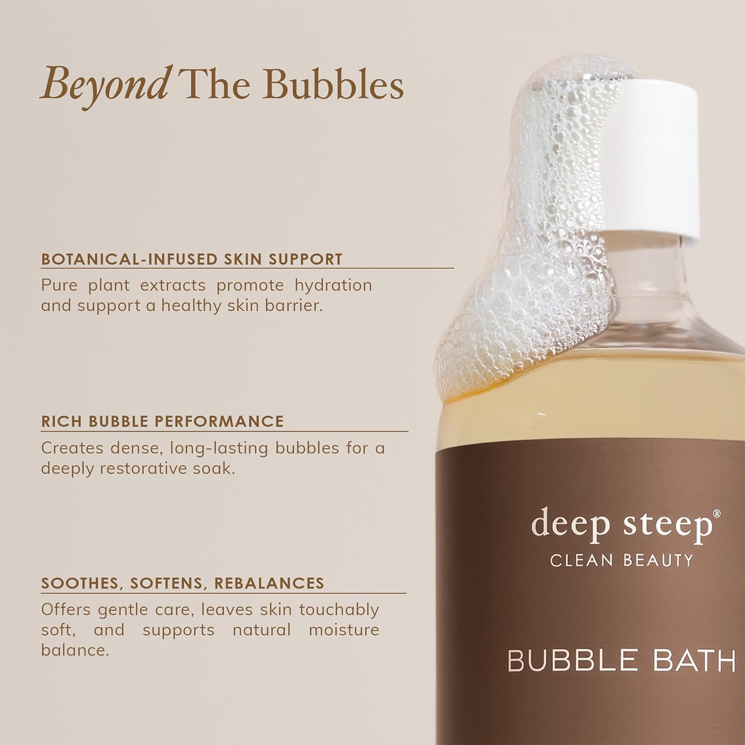 Deep Steep Brown Sugar Vanilla Bubble Bath for Women, Hypoallergenic, Clinically Tested, Clean Formula for Sensitive Skin, Sulfate-Free, 17 fl oz Bottle, Essential Bath Accessories - Image 4