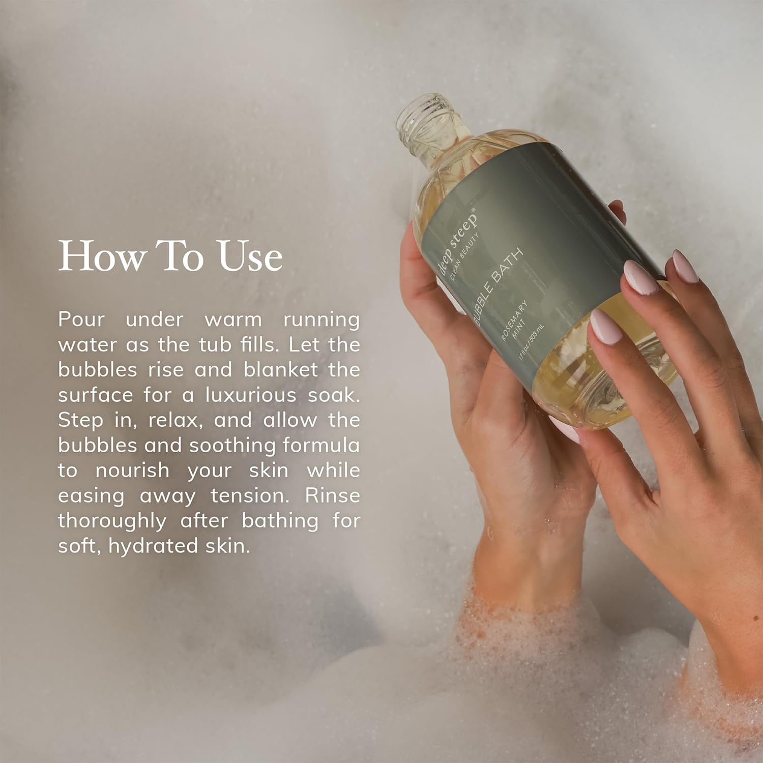 Deep Steep Brown Sugar Vanilla Bubble Bath for Women, Hypoallergenic, Clinically Tested, Clean Formula for Sensitive Skin, Sulfate-Free, 17 fl oz Bottle, Essential Bath Accessories - Image 5