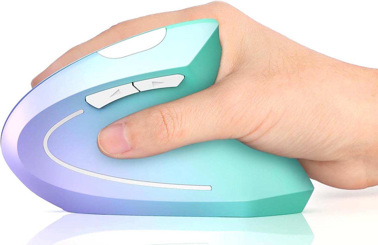 Lekvey Ergonomic Mouse, Vertical Wireless Mouse, Rechargeable 2.4G Optical Carpal Tunnel Mice: 800/1200 / 1600 DPI, 6 Buttons, for Laptop, PC, Mac, Computer, Desktop, Notebook etc, Green Purple