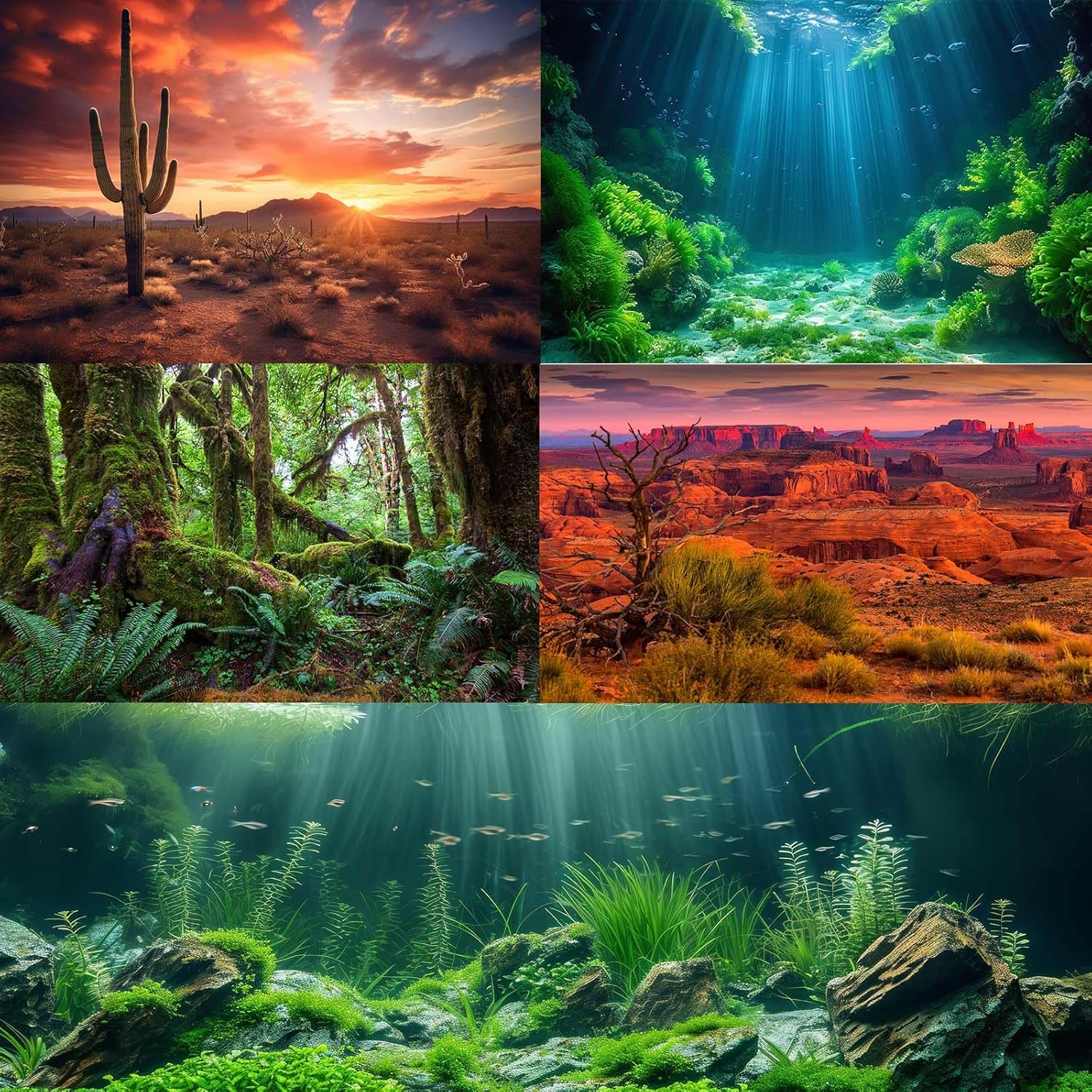 Fantasy Forest Aquarium Background Rainbow Colorful Flowers Terrarium Background Jungle Plants Foggy Misty Rainforest Fish Tank Background Mysterious Forest Reptile Habitat Background Vinyl 36x18in - Image 4