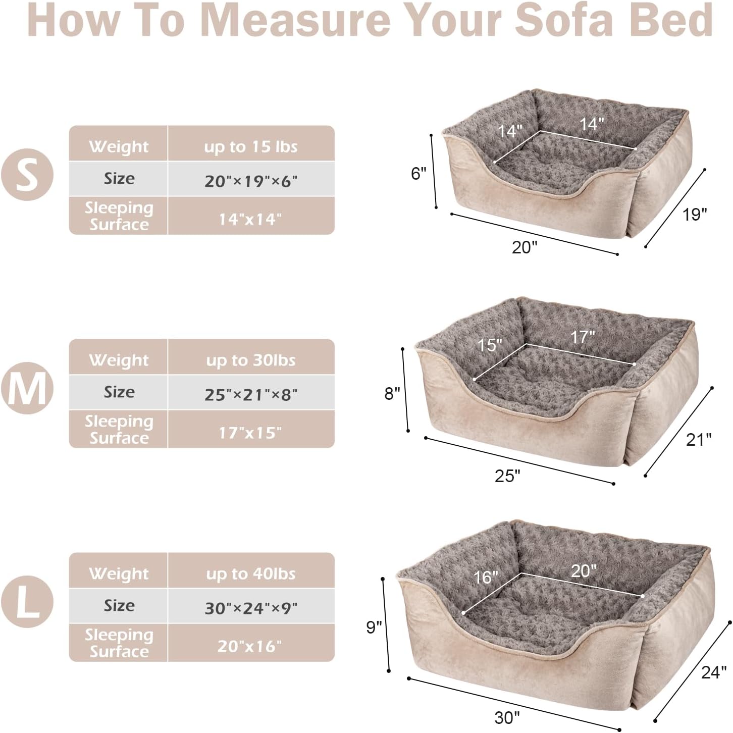 JOEJOY Rectangle Dog Bed for Large Medium Small Dogs - Washable Orthopedic Sofa Bed, Soft Breathable Puppy & Pet Cuddler, Durable Calming Dog Bed with Anti-Slip Bottom, Multiple Sizes, Beige - Image 4