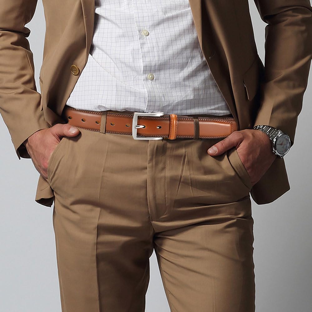DOOPAI Mens Dress Belt - Genuine Leather Dress Belts For Men,Casual Suit Jeans Belt-Single Prong Buckle black belt - Image 4