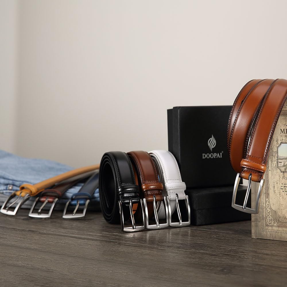 DOOPAI Mens Dress Belt - Genuine Leather Dress Belts For Men,Casual Suit Jeans Belt-Single Prong Buckle black belt - Image 5