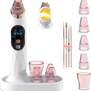 Blackhead Remover Pore Vacuum with Hot Compress-2026 Upgraded Electric Face Cleaner Pore Extractor Pimple Extractor Acne White Heads Removal Tool with 5 Suction Head LCD Screen and Base