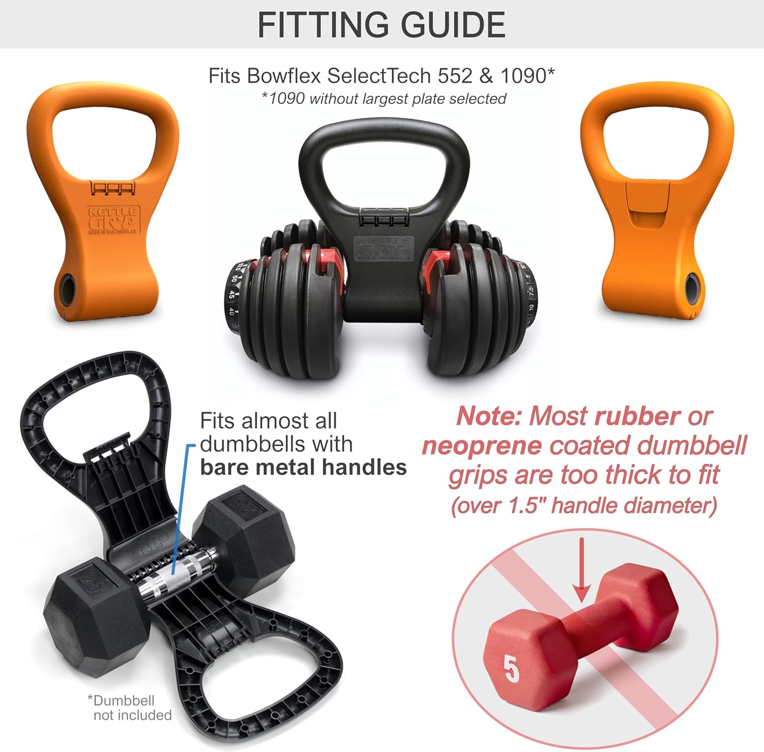 KETTLE GRYP - The Original - As Seen on SHARK TANK! Converts Your Dumbbells Into Kettlebells - Made in the USA - Dumbbell Grip Handle - Image 3
