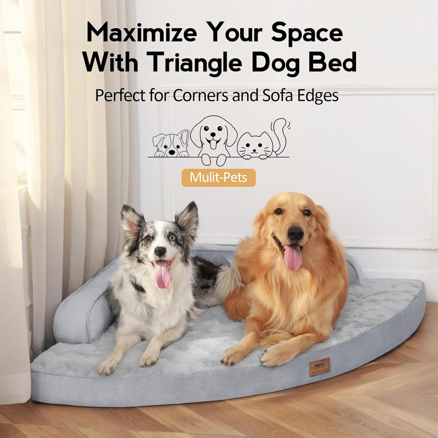Dog Bed Medium Sized Dogs - Orthopedic Egg-Crate Memory Foam with Removable Washable Cover, Waterproof Pet Bed Couch with Non-Slip Bottom for Large Dog, Grey - Image 4