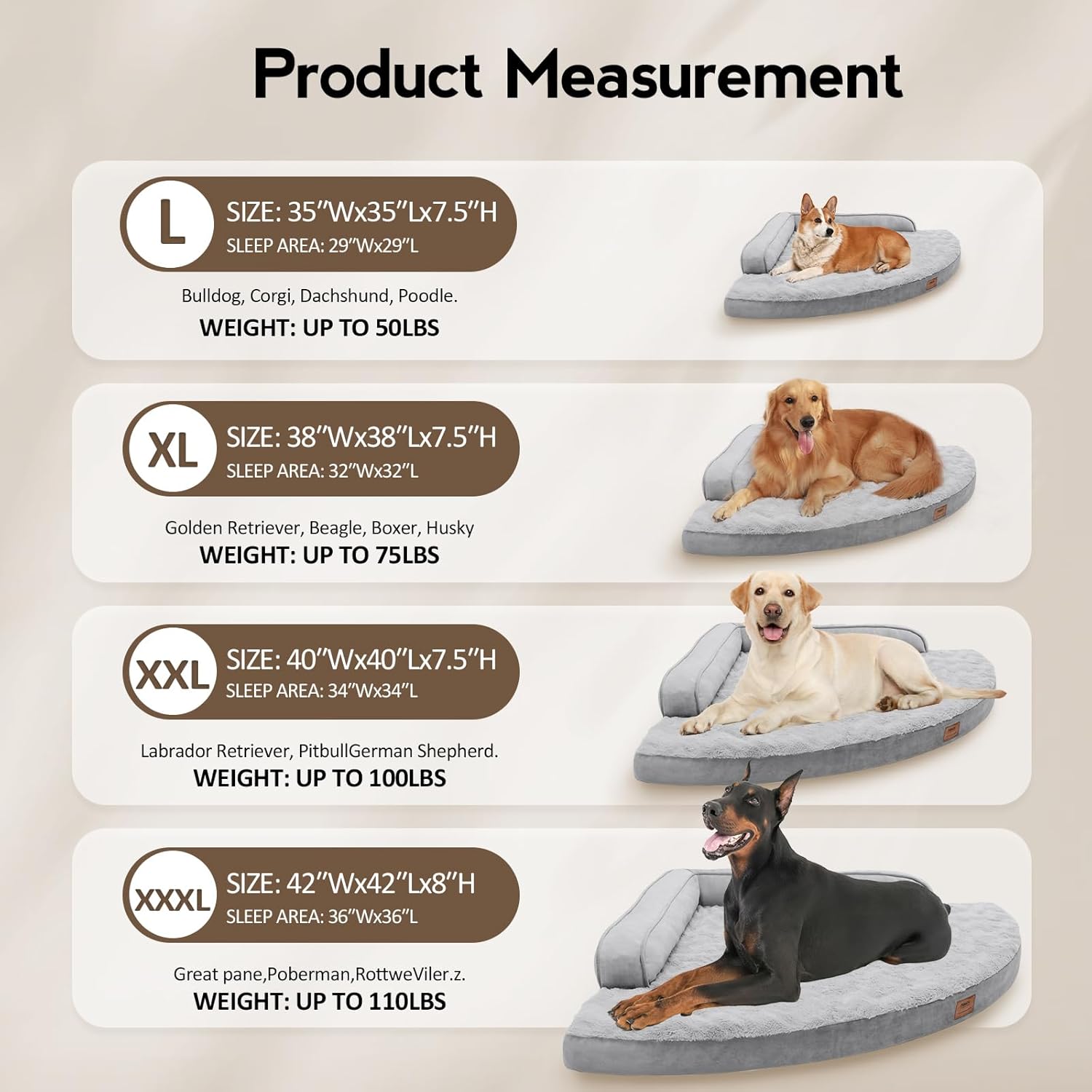 Dog Bed Medium Sized Dogs - Orthopedic Egg-Crate Memory Foam with Removable Washable Cover, Waterproof Pet Bed Couch with Non-Slip Bottom for Large Dog, Grey - Image 6