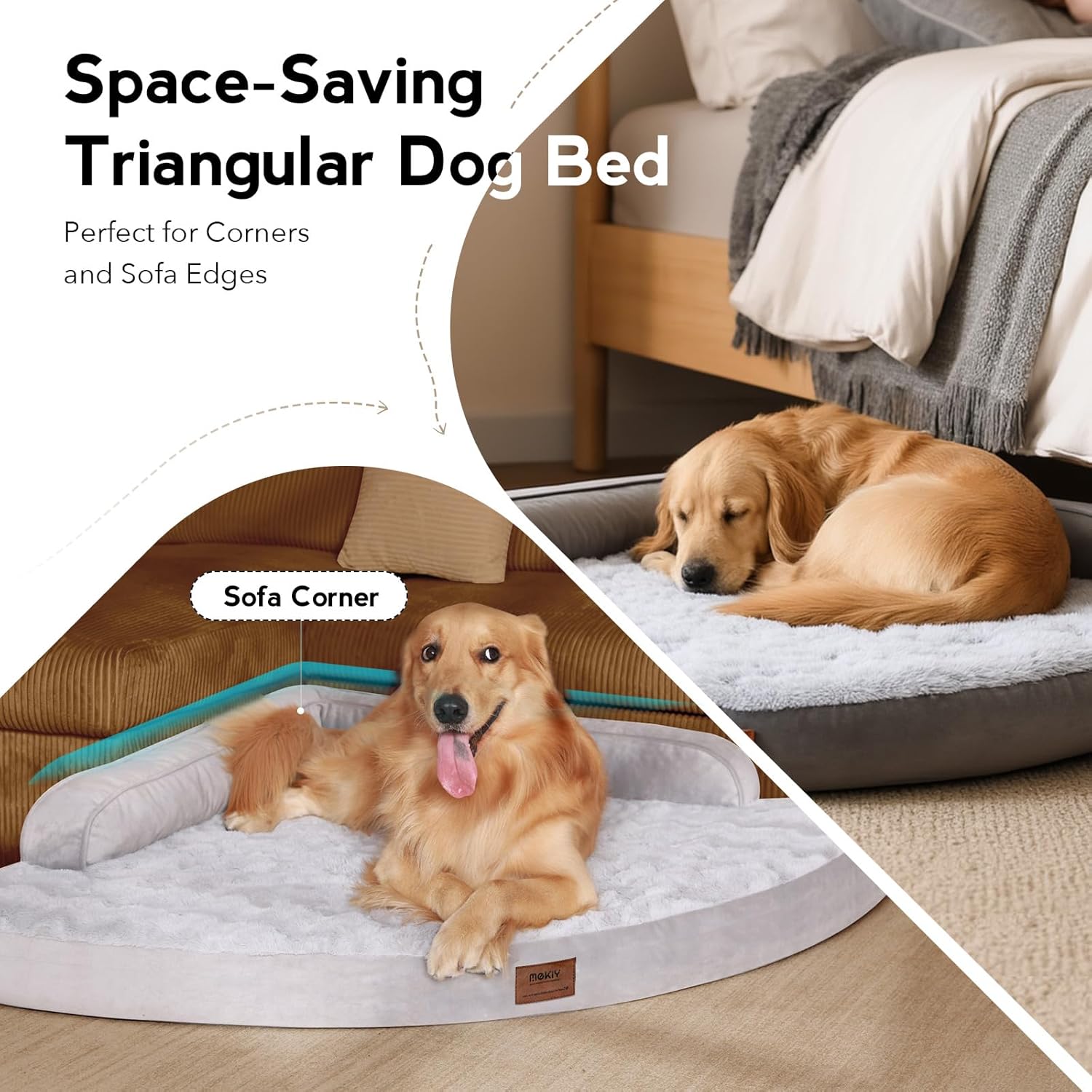 Dog Bed Medium Sized Dogs - Orthopedic Egg-Crate Memory Foam with Removable Washable Cover, Waterproof Pet Bed Couch with Non-Slip Bottom for Large Dog, Grey - Image 8
