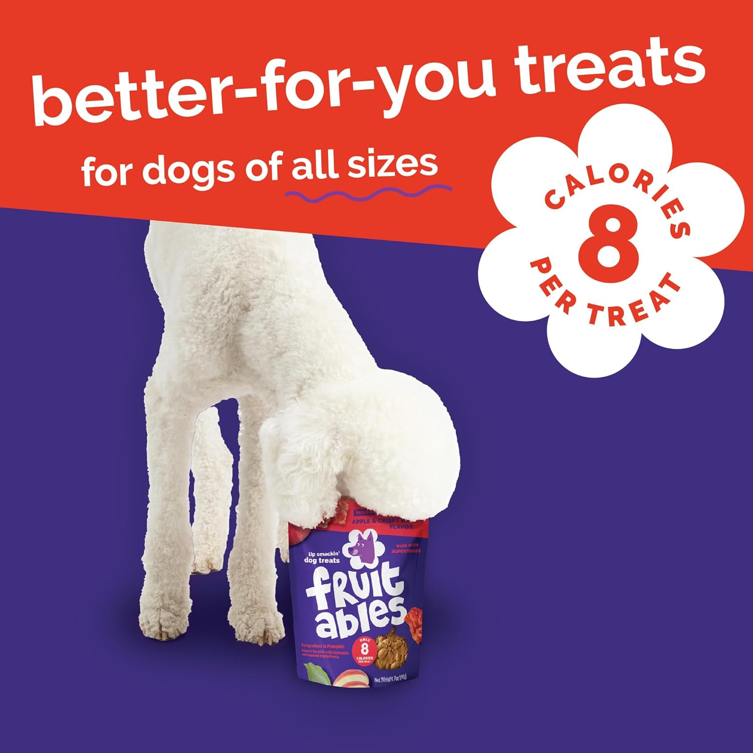 Fruitables Baked Dog Treats, Pumpkin Snacks for Dogs, Low Calorie & Delicious, No Wheat, Corn or Soy, Healthy Puppy Training Treats, Made in the USA, Apple and Crispy Bacon Flavor, 7oz - Image 6