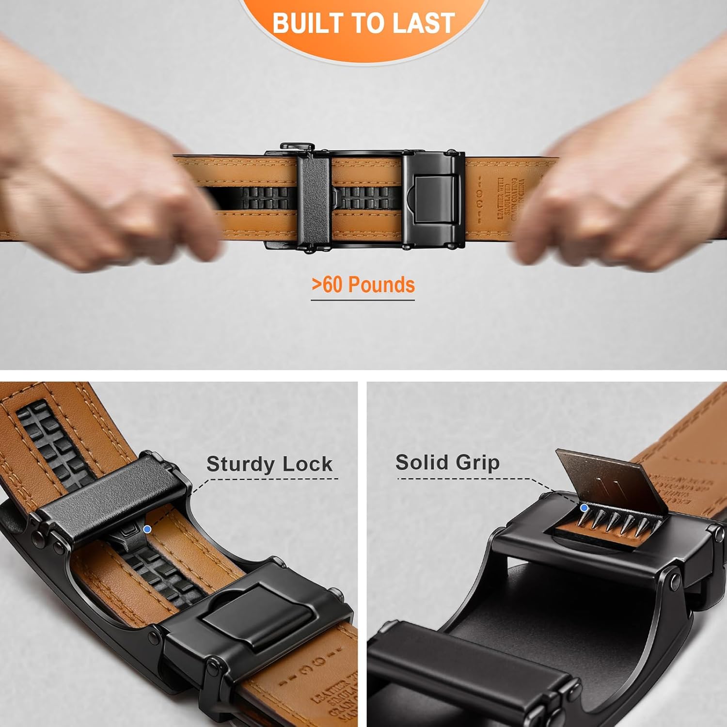 KEMISANT Men Belt Ratchet Click Belt Genuine Leather Adjustable For Men Golf Dress Casual Jeans 1 3/8-Cut For Fit - Image 4