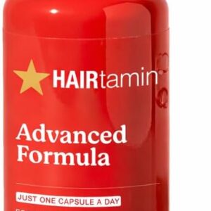 HAIRtamin Advanced Formula Hair Growth Supplement for Women & Men, Supports Stronger, Longer, Visibly Thicker Hair, With 5000 mcg Biotin, Vitamins & Antioxidants, 100% Vegan – 1 Month Supply