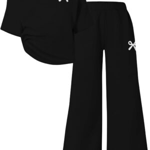 Teen Girls Clothes Off the Shoulder Top and Wide Leg Pants Matching Outfit Set with Pockets Size 7-16
