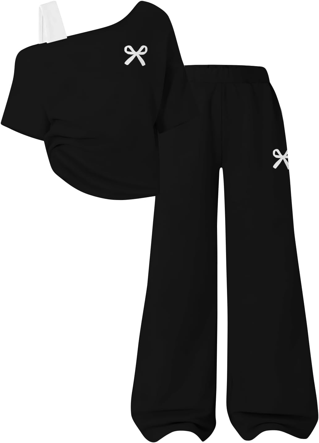 Teen Girls Clothes Off the Shoulder Top and Wide Leg Pants Matching Outfit Set with Pockets Size 7-16