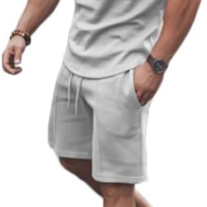 Men’s Shirt and Shorts Set 2 Piece Outfits Fashion Summer Tracksuits Casual Sportwear Set