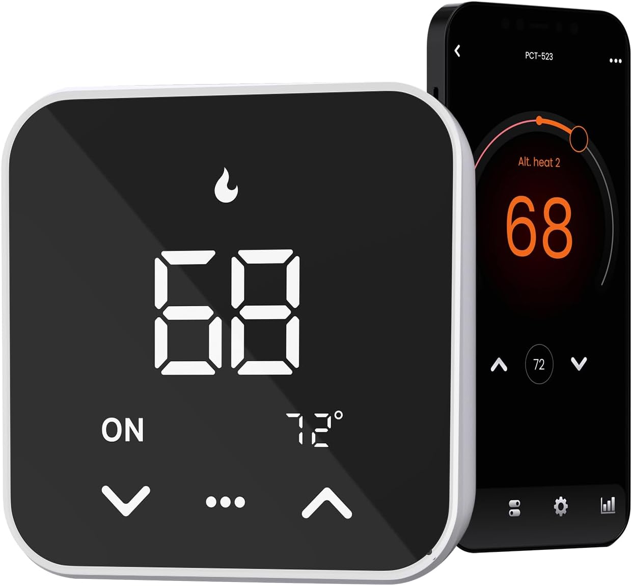 Smart Thermostats for Home, WiFi Thermostats Compatible with Alexa and Google Assistant,7day x 8period Programmable Control Tuya/Smart Life, Energy Saving, C-Wire Require (Black)