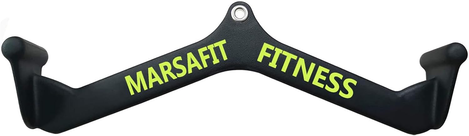 MARSAFIT Home Gym Fitness Rowing T-bar V-bar Pulley Cable Machine Attachment, Bicep Curl Tricep LAT pulldown Bar Back Strength Training Handle Grips LAT Pull Down Bar for Seat Row Workout