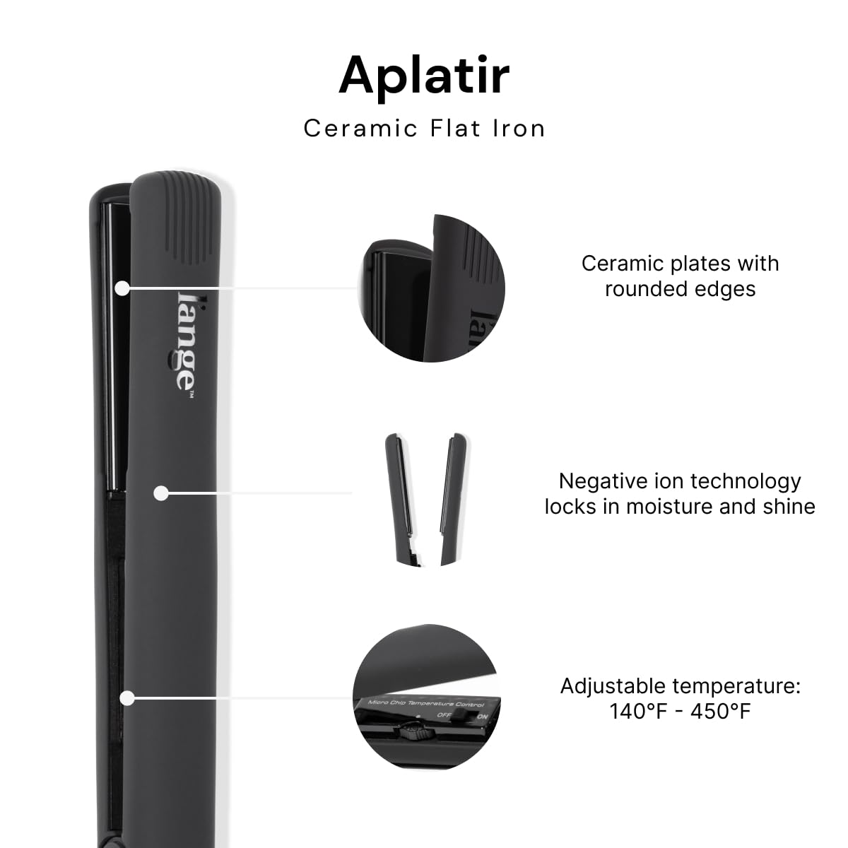 L'ANGE HAIR Aplatir Ceramic 1" Flat Iron | Adjustable Temp & Dual Voltage Hair Straightener | Tourmaline-Infused Plates for Smooth, Frizz-Free Styling | 1 Inch Styling Tool (Black) - Image 2