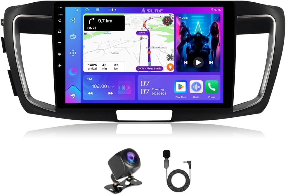 ASURE 10.1 inch Android 15 Car Stereo Radio for Honda Accord 2013-2017 Base Version Cars, 4+64G GPS Navigation Head Unit with Wireless Carplay Android Auto,1280x800 Touchscreen Multimedia Player