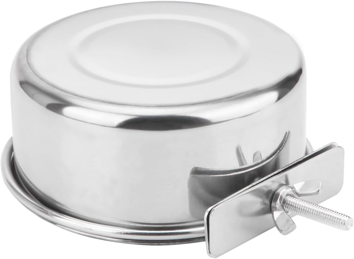 Wontee Pet Food Water Bowl with Clamp Holder Stainless Steel Feeding Cups Feeder for Dog Bird Parrot Cat Rabbit, 2 Packs (M) - Image 7