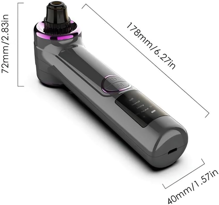 Blackhead Remover Pore Vacuum with Heating Function, Electric Comedone Extractor with 3 Suction Levels & 9 Modes, for Deep Pore Cleansing on Nose and Face with 5 Interchangeable Heads - Image 2