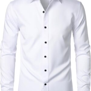 ZEROYAA Men’s Long Sleeve Dress Shirt Modern Slim Fit Wrinkle-Free Casual Business Button Up Shirts