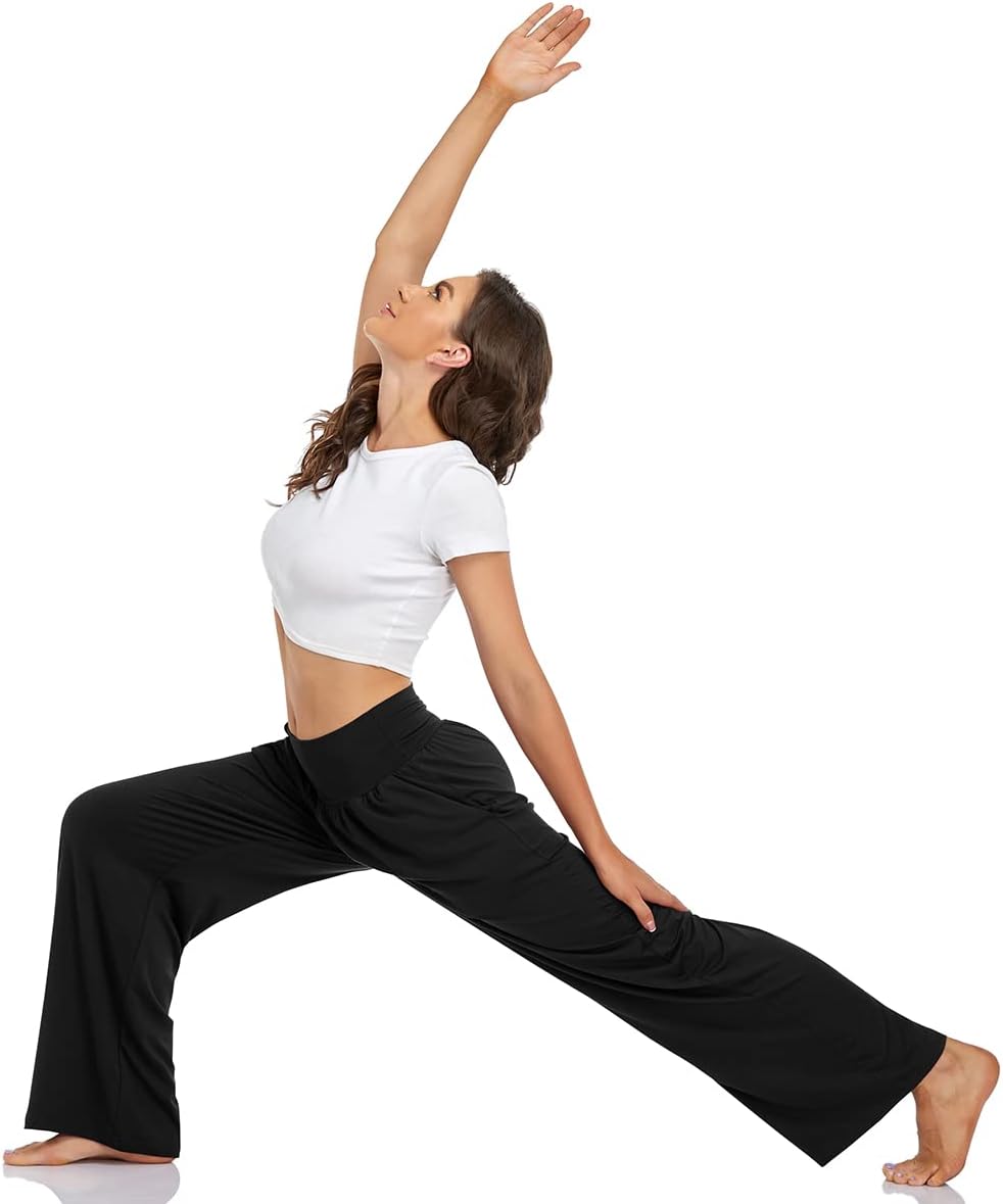 UEU Women's Casual Loose Wide Leg Cozy Pants Yoga Sweatpants Comfy High Waisted Sports Athletic Lounge Pants with Pockets - Image 4