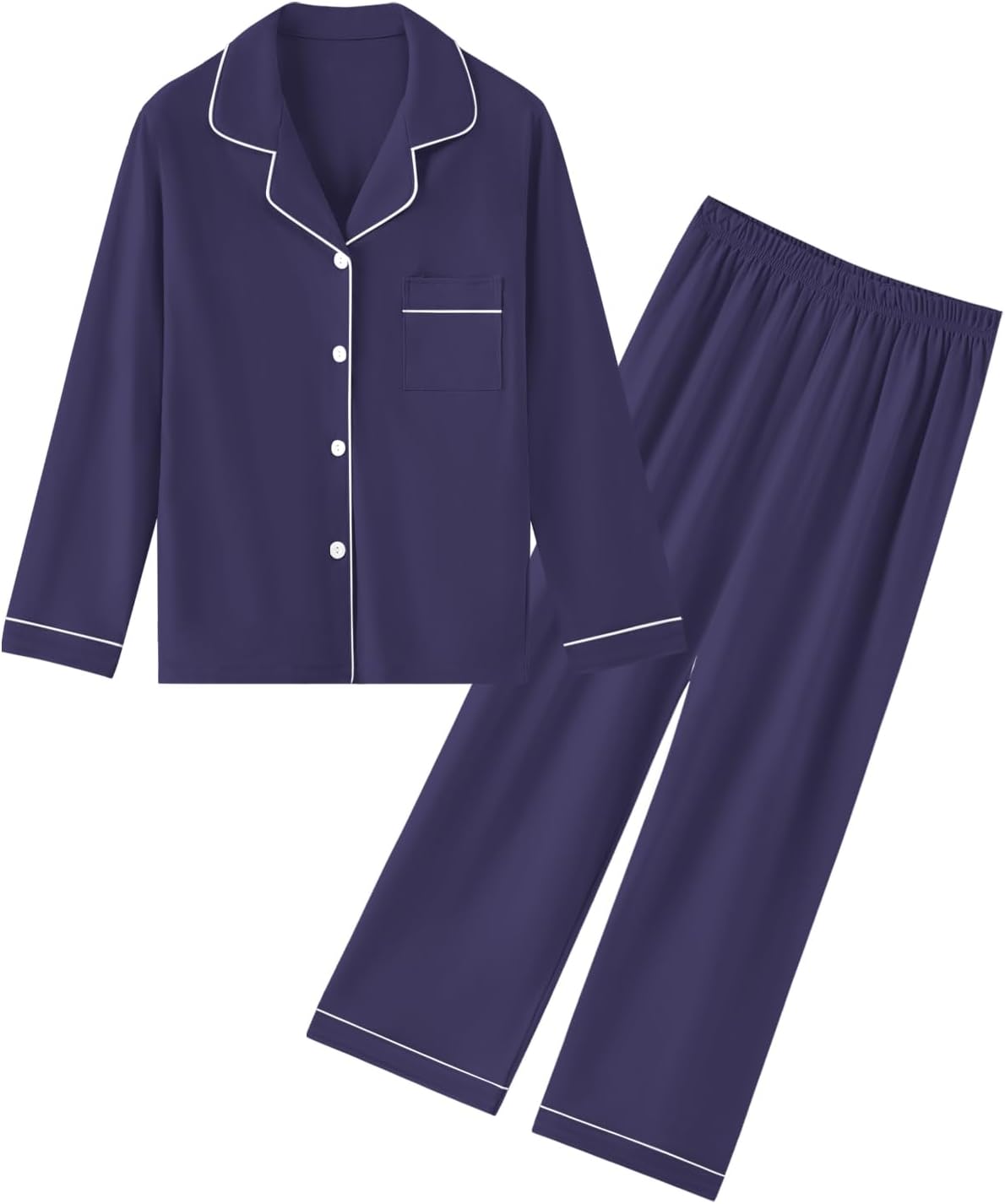 QZH.DUAO Boys Pajamas Set Kids Soft Long Sleeve Top and Pants Sleepwear 2 Pcs Button-Up Comfy Pjs Set for Ages 4-14