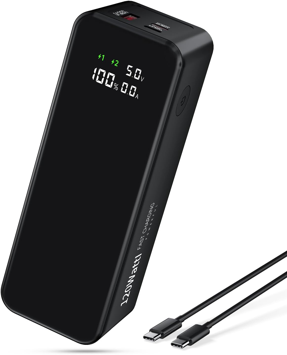 27000mAh 120W Fast Charging Power Bank, High Capacity 3-Port Laptop Portable Charger with Smart Display, Compatible with iPhone 16/15/14, Vision Pro, Samsung, MacBook & More