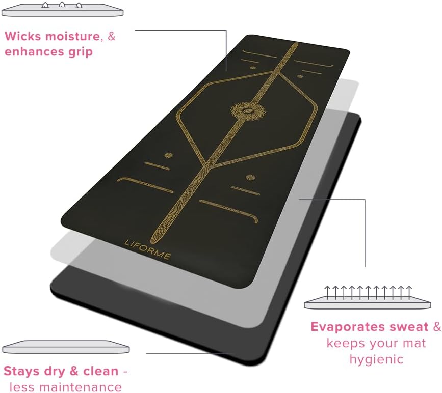 Liforme Printed Yoga Mat Collection - Free Yoga Bag Included - Patented Alignment System, Warrior-like Grip, Non-Slip, Eco-friendly, Sweat-resistant, Long, Wide and Thick for Comfort - Image 6