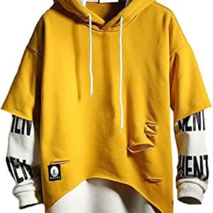 DUDHUH Mens Hoodie Fashion Pullover Letter Print Tracksuit Techwear Casual Coat Hip-Hop Sweatshirt