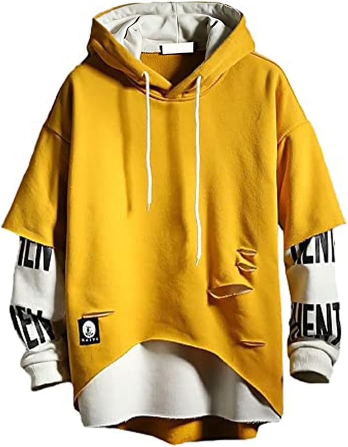 DUDHUH Mens Hoodie Fashion Pullover Letter Print Tracksuit Techwear Casual Coat Hip-Hop Sweatshirt