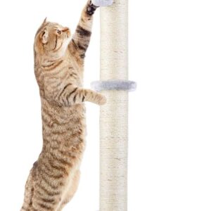 Dimaka 29″ Height Tall Cat Scratching Post, Claw Scratcher with Sisal Rope and Covered with Soft Smooth Plush, Vertical Scratch [Full Strectch] for Standard Size Cats(Grey, 29 inches for All Cats)