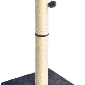 Amazon Basics Cat Scratching Post for Indoor Cats & Kittens, Medium (31.5″H), Cat Furniture with Dangling Ball Toy, Grey
