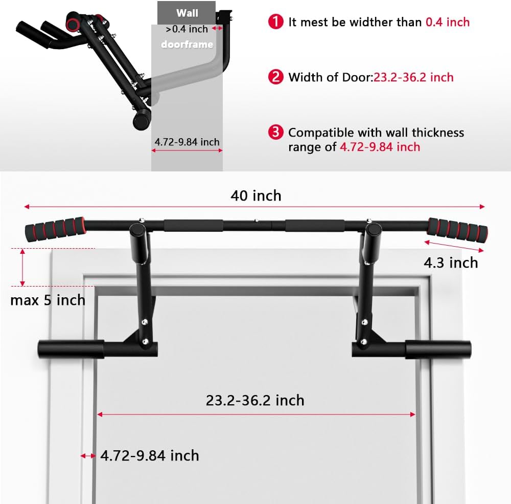 ONETWOFIT 2026 Upgrade Multi-Grip Pull Up Bar for Doorway - 460 lbs Heavy Duty Chin-Up Bar for Home Gym Exercise, Door Frame Pull Up Bar for Almost All Doors - Image 3