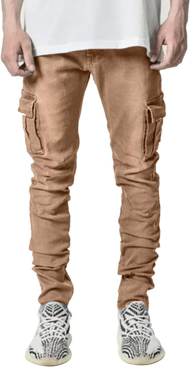 HUNGSON Men's Slim Fit Stretch Jeans Ripped Skinny Jeans for Men, Distressed Straight Leg Fashion Comfort Flex Waist Pants - Image 2
