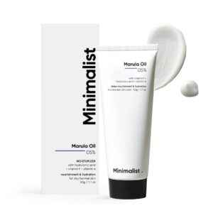 Minimalist Face Moisturizer for Dry Skin | Marula Oil 5% With Hyaluronic Acid For Deep Nourishment & Hydration | Face Hydrating Moisturizer | For Women & Men | 1.7 Oz / 50 gm